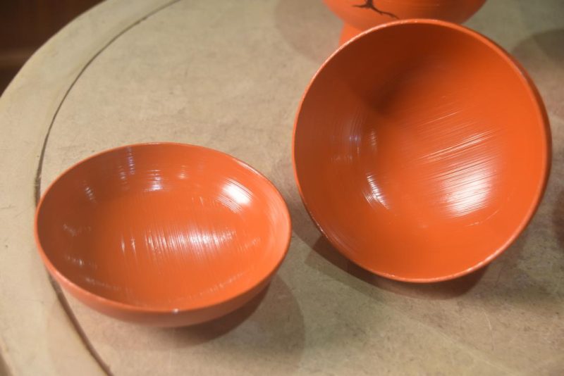 Set of 5 Japanese Lacquered Wood Miso Bowls - Image 6