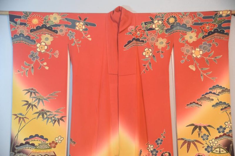 Sunset Blush Japanese Silk Furisode Kimono - Image 13