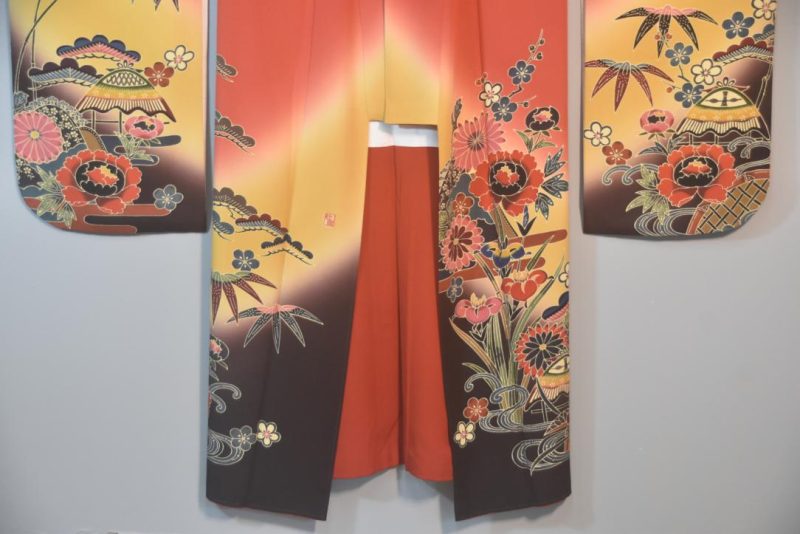 Sunset Blush Japanese Silk Furisode Kimono - Image 12