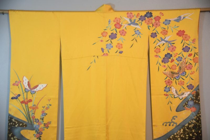 Golden Butterfly Japanese Silk Furisode Kimono - Image 15