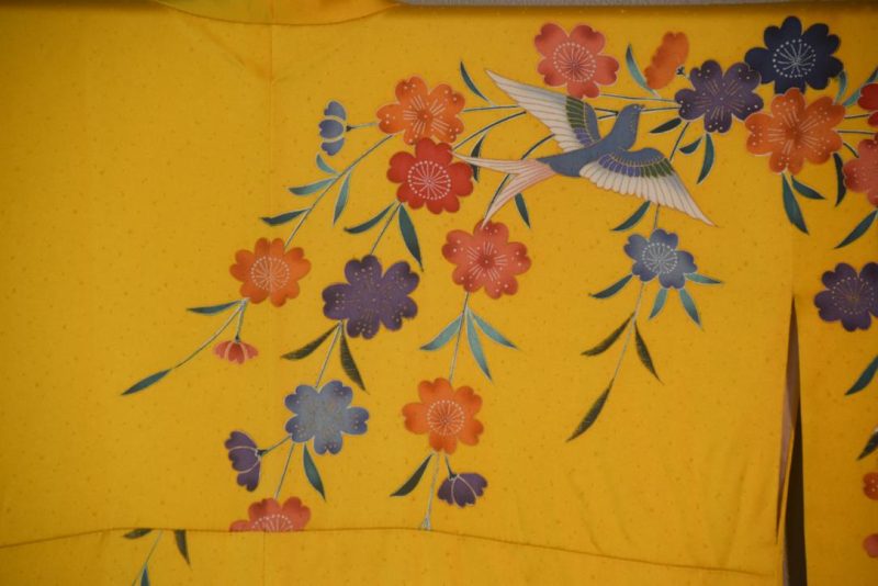 Golden Butterfly Japanese Silk Furisode Kimono - Image 12