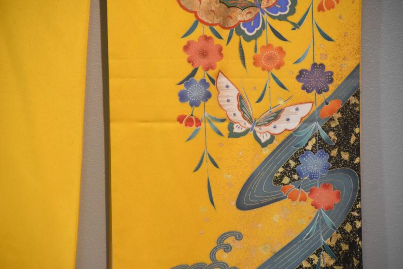 Golden Butterfly Japanese Silk Furisode Kimono - Image 11