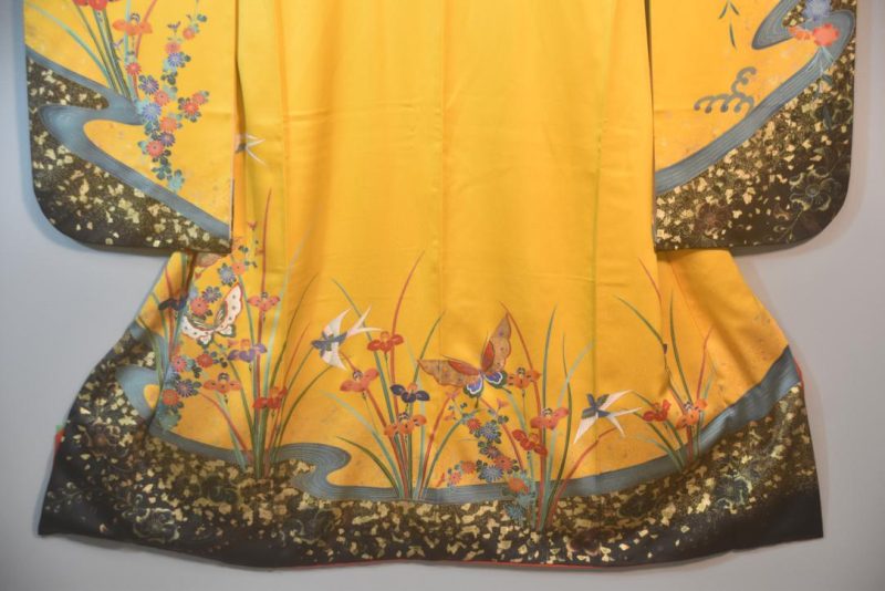 Golden Butterfly Japanese Silk Furisode Kimono - Image 6
