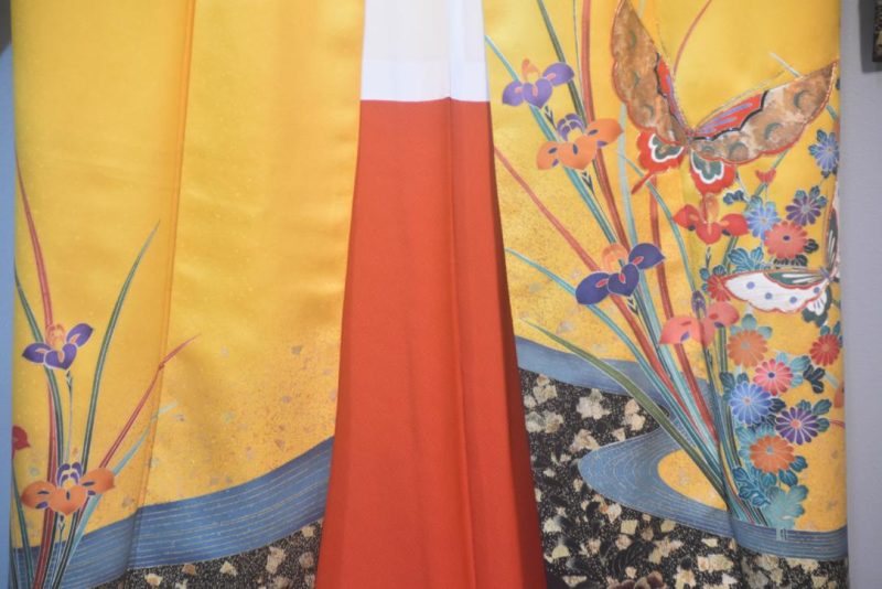 Golden Butterfly Japanese Silk Furisode Kimono - Image 7