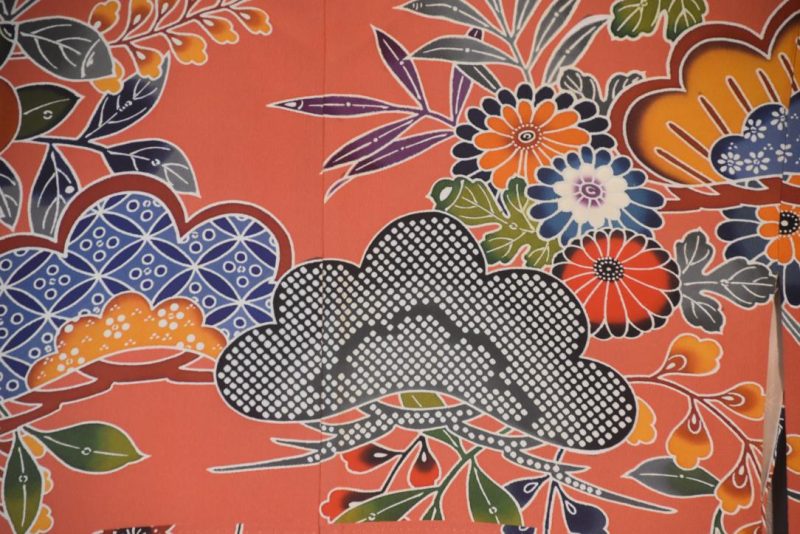 Iris and Wisteria Japanese Silk Furisode Kimono - Image 5