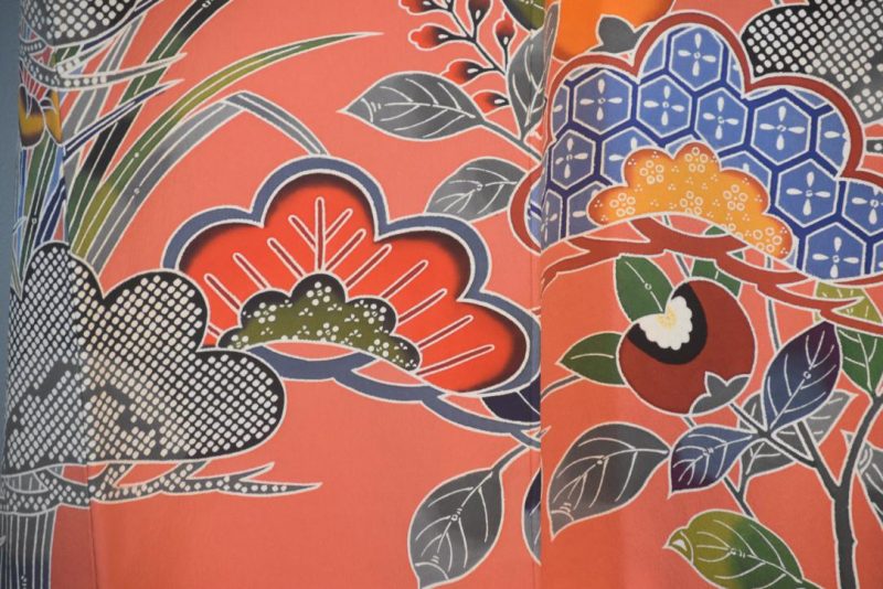 Iris and Wisteria Japanese Silk Furisode Kimono - Image 13