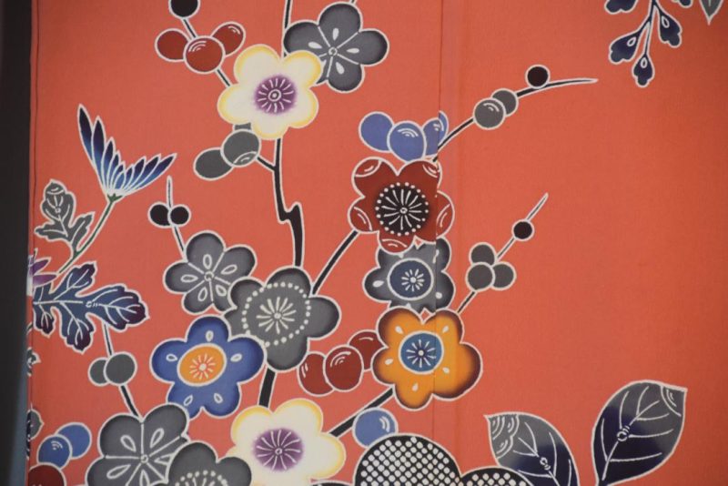 Iris and Wisteria Japanese Silk Furisode Kimono - Image 2
