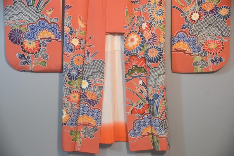 Iris and Wisteria Japanese Silk Furisode Kimono - Image 8