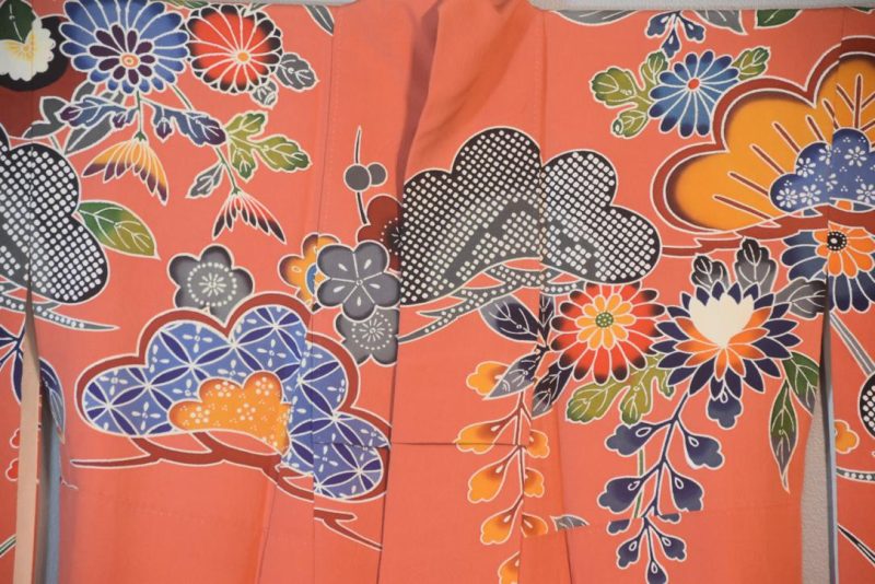 Iris and Wisteria Japanese Silk Furisode Kimono - Image 3