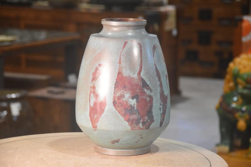 Japanese Seido Bronze Vase by Hannaya Kankei Width:210mm - Image 6