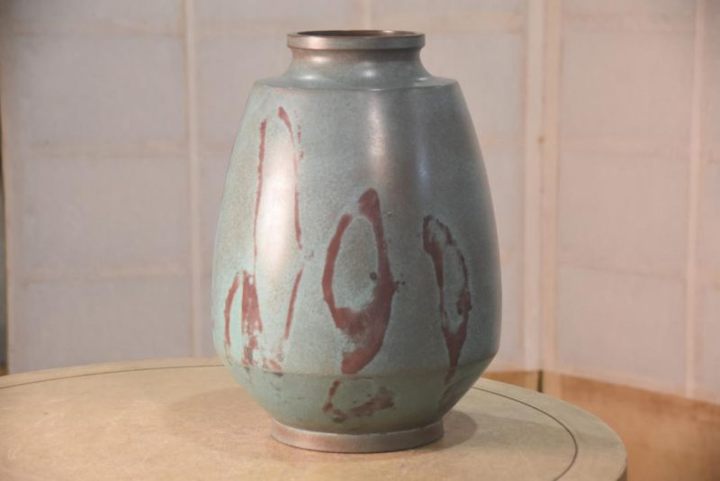 Japanese Seido Bronze Vase by Hannaya Kankei Width:210mm - Image 7