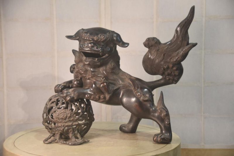 Japanese Cast Bronze Lion Dog Shishi Width:520mm