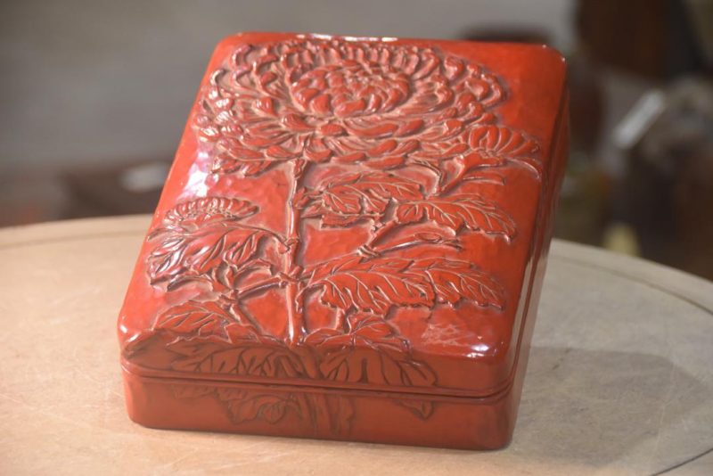 Japanese Kamakura Bori Lacquer Writing Box Width:250mm