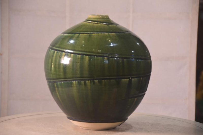 Japanese Oribe Pottery Vase Height:290mm