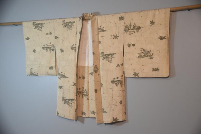 Cream Latte Silk Japanese Vintage Haori Jacket - Image 5