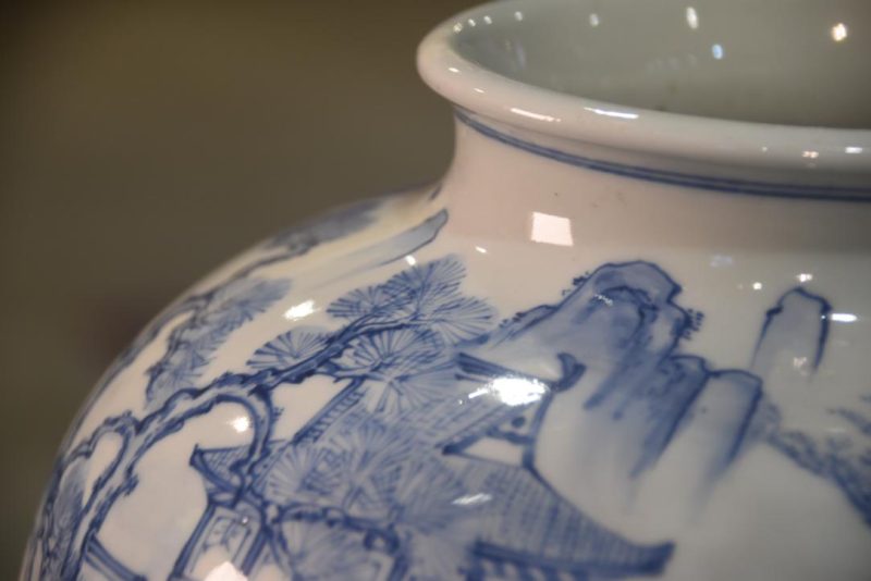 Japanese Blue and White Vase Height:330mm - Image 7