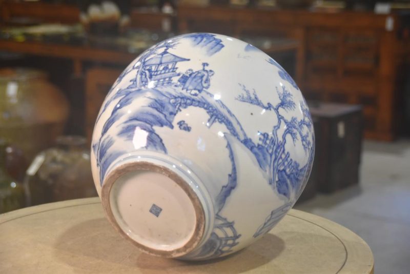 Japanese Blue and White Vase Height:330mm - Image 4