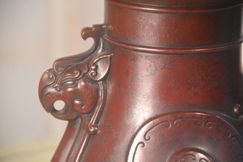 Japanese Cast Bronze Usubata Vase Width:320mm - Image 2