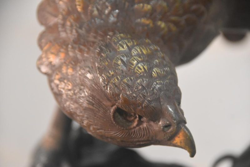 Japanese Bronze Eagle Statue Width:670mm - Image 2