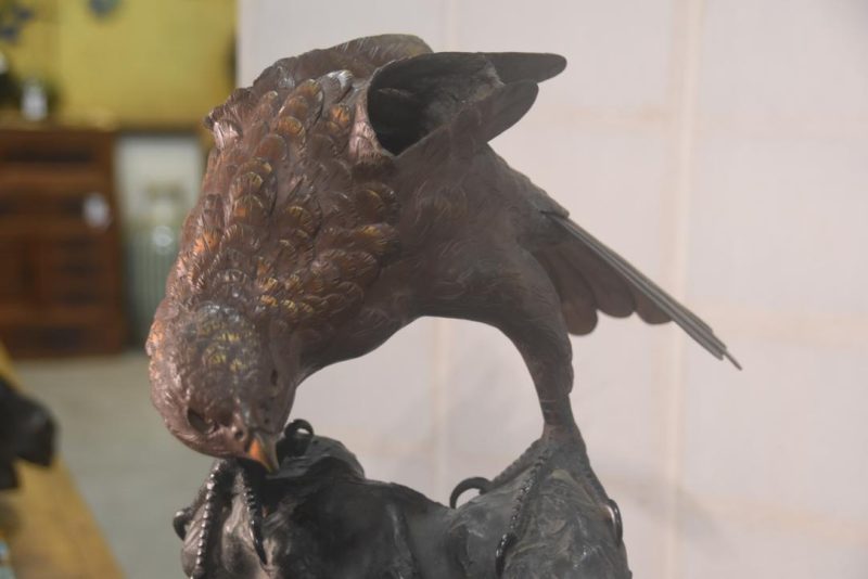 Japanese Bronze Eagle Statue Width:670mm - Image 5