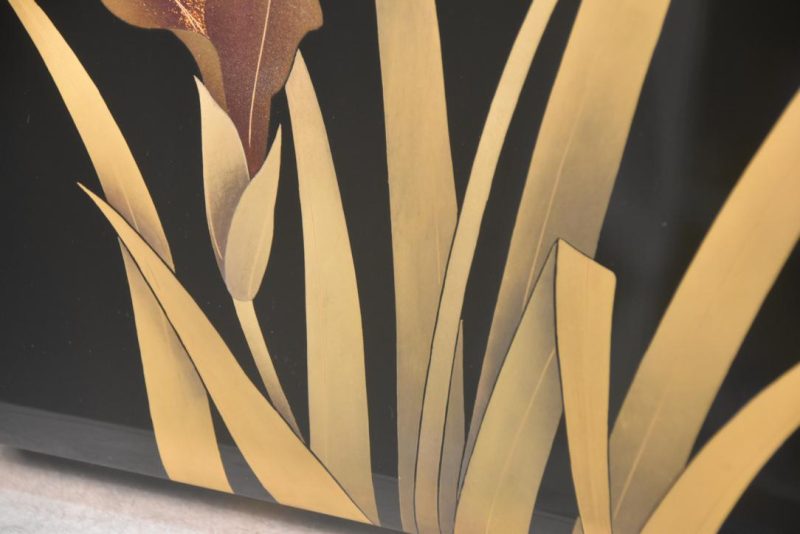 Japanese Lacquered Letter Box with Iris Designs Width:336mm - Image 9