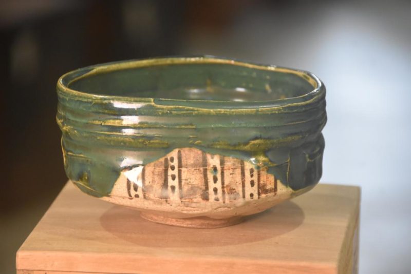 Oribe Pottery Chawan Tea Bowl in a Box Width:120mm
