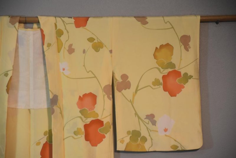 Lemon Floral Vintage Japanese Silk Haori Jacket - Image 6