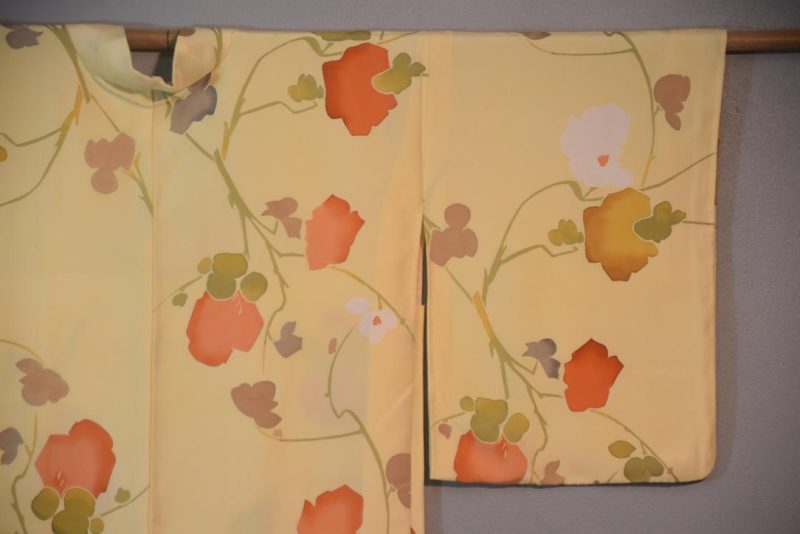Lemon Floral Vintage Japanese Silk Haori Jacket - Image 3