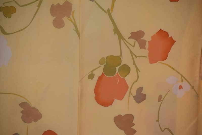 Lemon Floral Vintage Japanese Silk Haori Jacket - Image 2