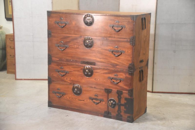 Antique 4 Drawer Nihonmatsu Clothing Chest (2 Sections) Width:960mm
