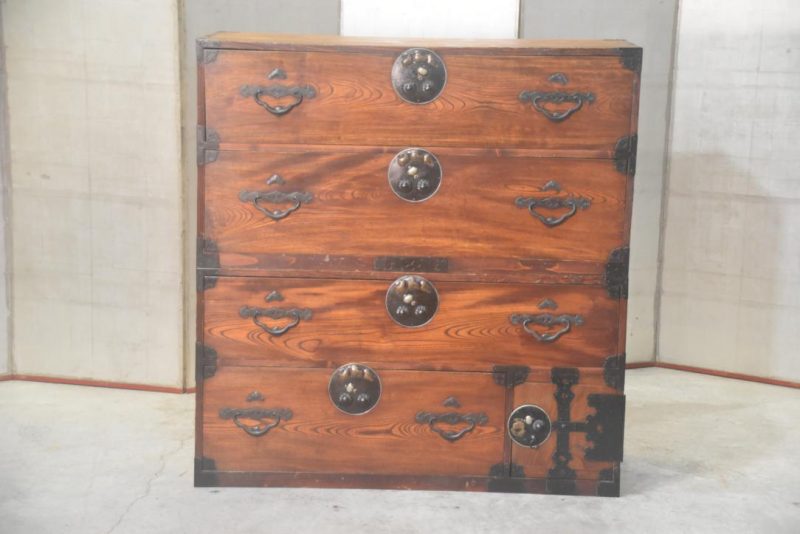 Antique 4 Drawer Nihonmatsu Clothing Chest (2 Sections) Width:960mm - Image 16