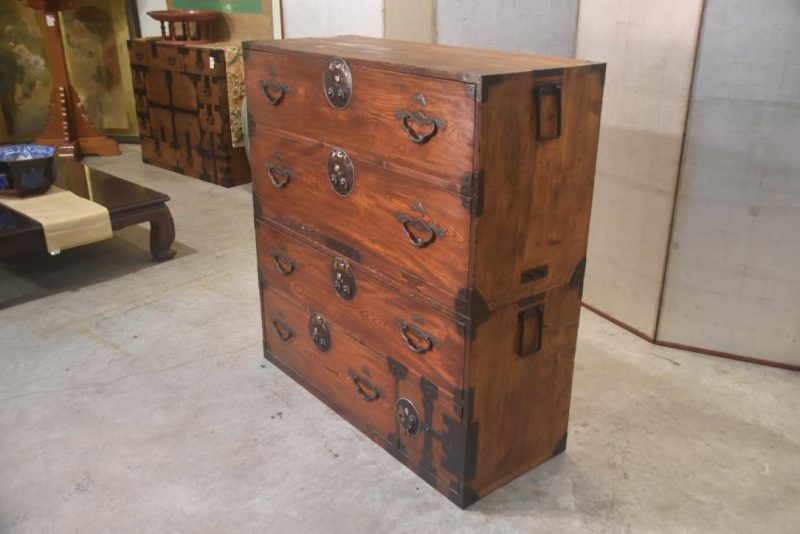 Antique 4 Drawer Nihonmatsu Clothing Chest (2 Sections) Width:960mm - Image 13