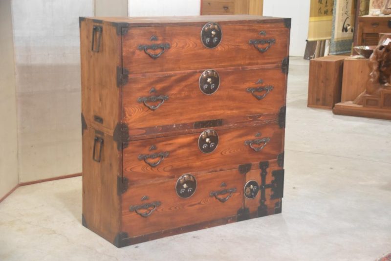 Antique 4 Drawer Nihonmatsu Clothing Chest (2 Sections) Width:960mm - Image 10