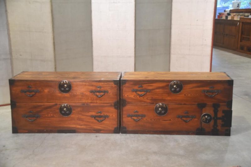 Antique 4 Drawer Nihonmatsu Clothing Chest (2 Sections) Width:960mm - Image 9