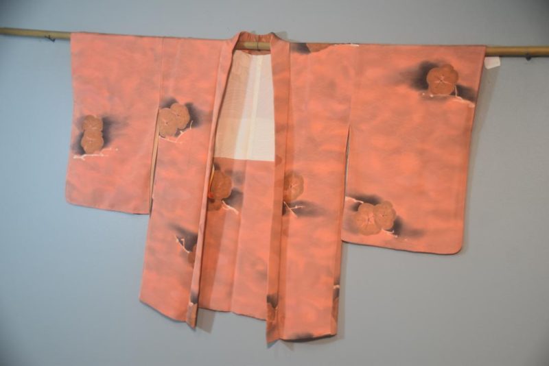 Vivid Peach Vintage Japanese Silk Haori Jacket - Image 4