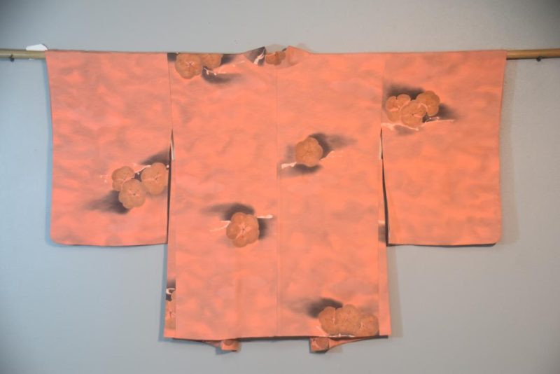 Vivid Peach Vintage Japanese Silk Haori Jacket - Image 3