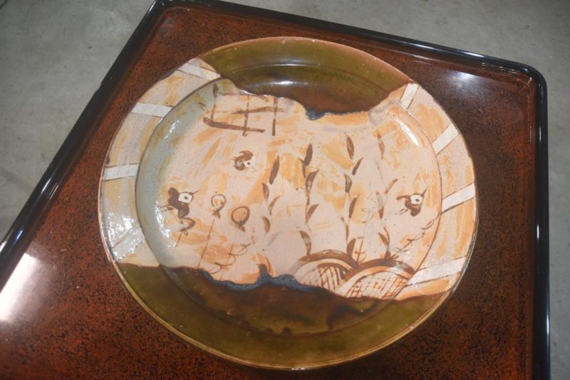 Japanese Oribe Pottery Plate Width:620mm - Image 4