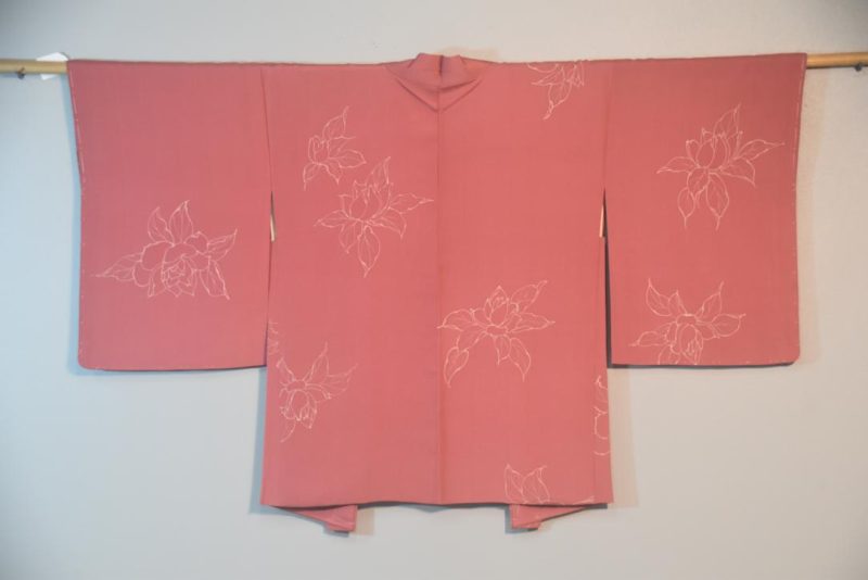 Dusty Pink Floral Vintage Japanese Silk Haori Jacket - Image 6