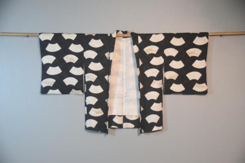 Stylized Fans Vintage Japanese Silk Haori Jacket