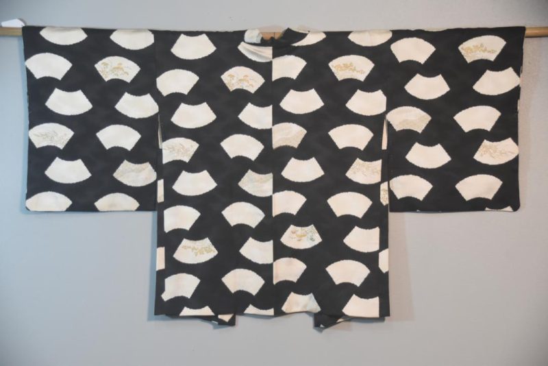 Stylized Fans Vintage Japanese Silk Haori Jacket - Image 3
