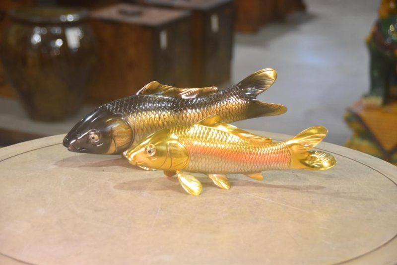 A Pair of Bronze Koi Okimono Width:300mm