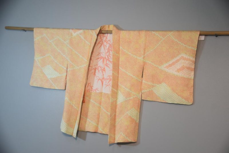 Orange and Lemon Silk Shibori Vintage Haori - Image 5