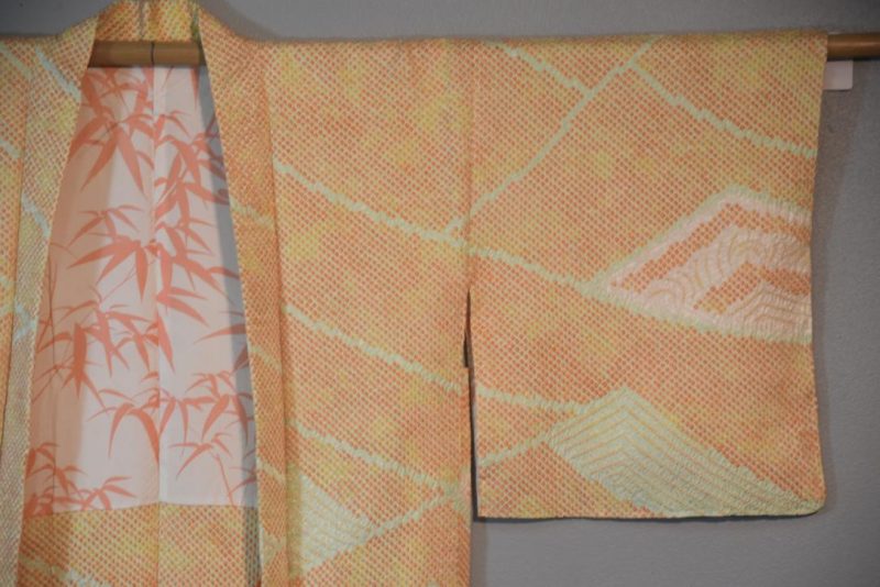 Orange and Lemon Silk Shibori Vintage Haori - Image 3