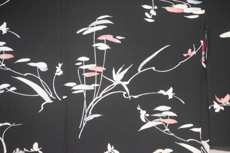 Black with Watercolour Japanese Silk Haori Jacket - Image 2