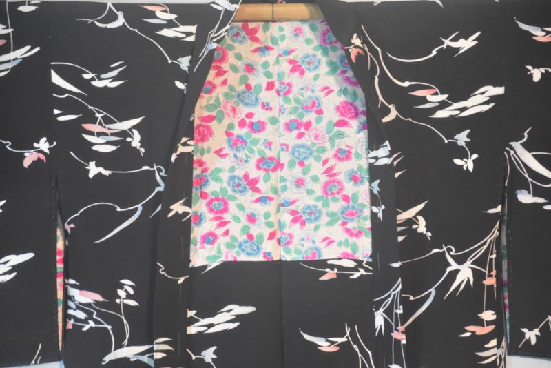 Black with Watercolour Japanese Silk Haori Jacket - Image 7