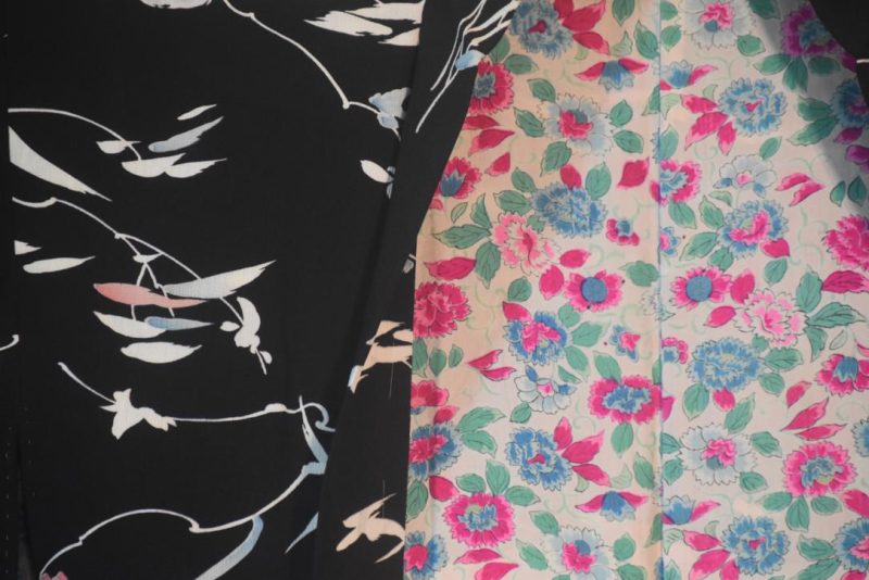 Black with Watercolour Japanese Silk Haori Jacket - Image 3