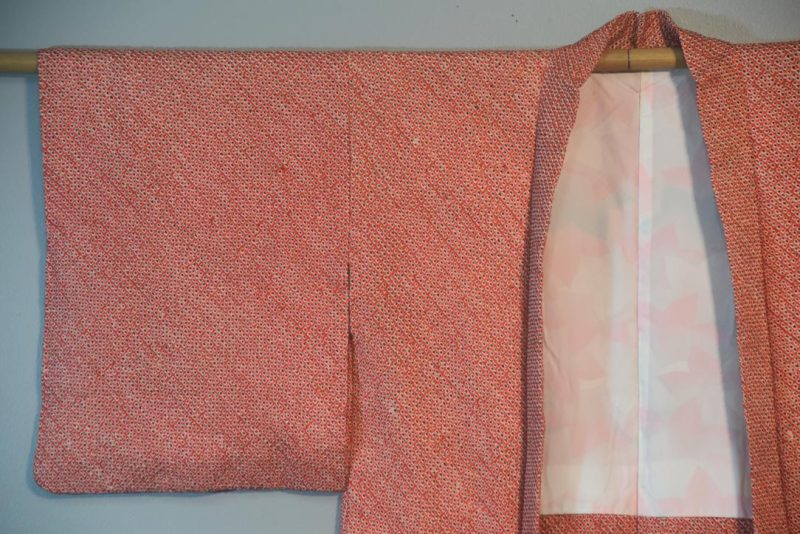 Lush Red Silk Shibori Japanese Haori Jacket - Image 8