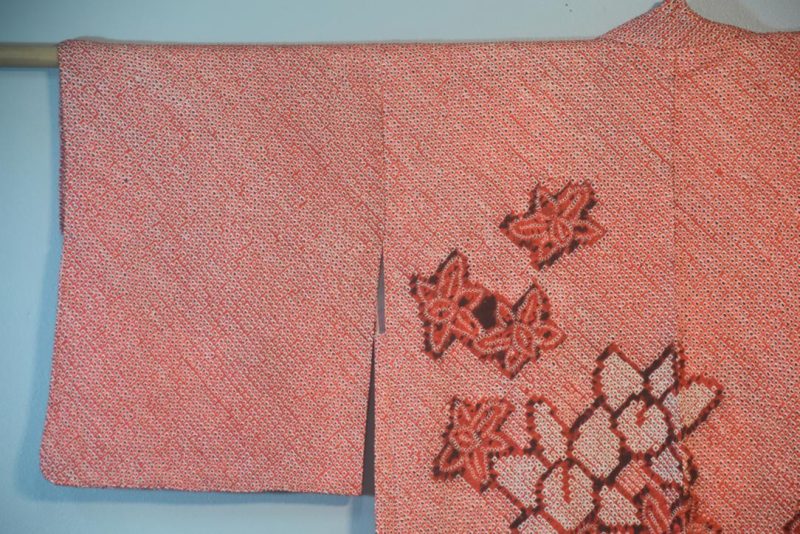 Lush Red Silk Shibori Japanese Haori Jacket - Image 6
