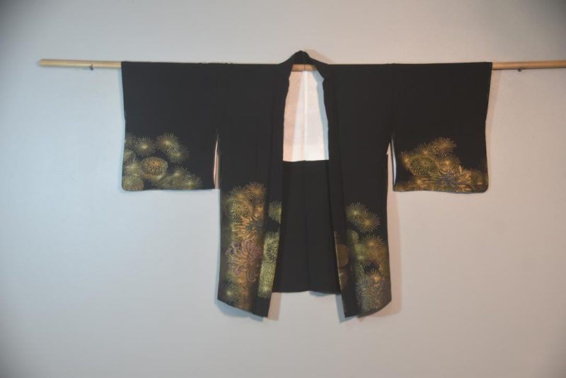Chrysanthemum Metallic Thread Vintage Japanese Silk Haori Jacket