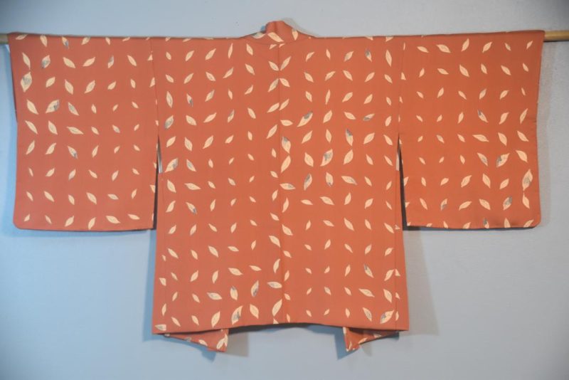 Drifting Autumn Leaves Vintage Japanese Silk Haori Jacket - Image 4